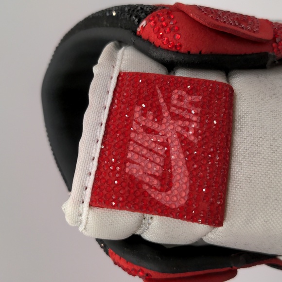 New Custom Crystal Iced Sneakers Red/White/Black Unbranded Bedazzled Sz 6 - Picture 9 of 16